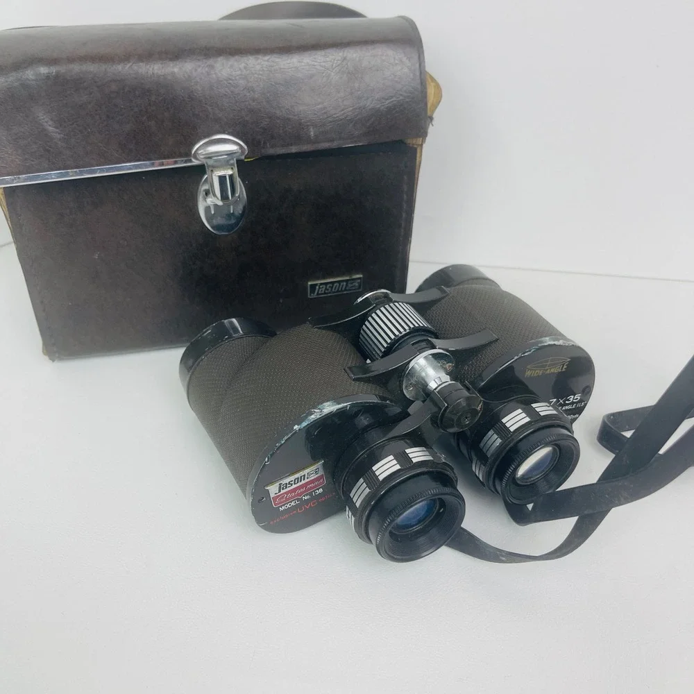 Jason Binoculars Statesman 7x35 Model 138 Brown Extra Wide Angle UVC Good
